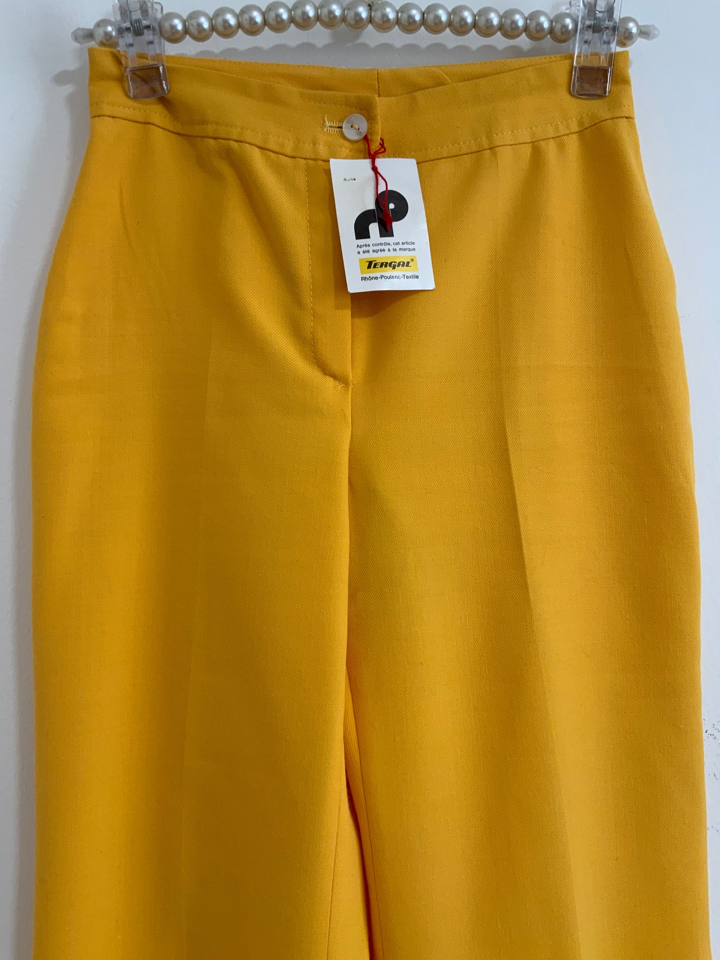 Sublime Pantalon Flare pattes d’éléphant Jaune Deadstock Tergal 1970