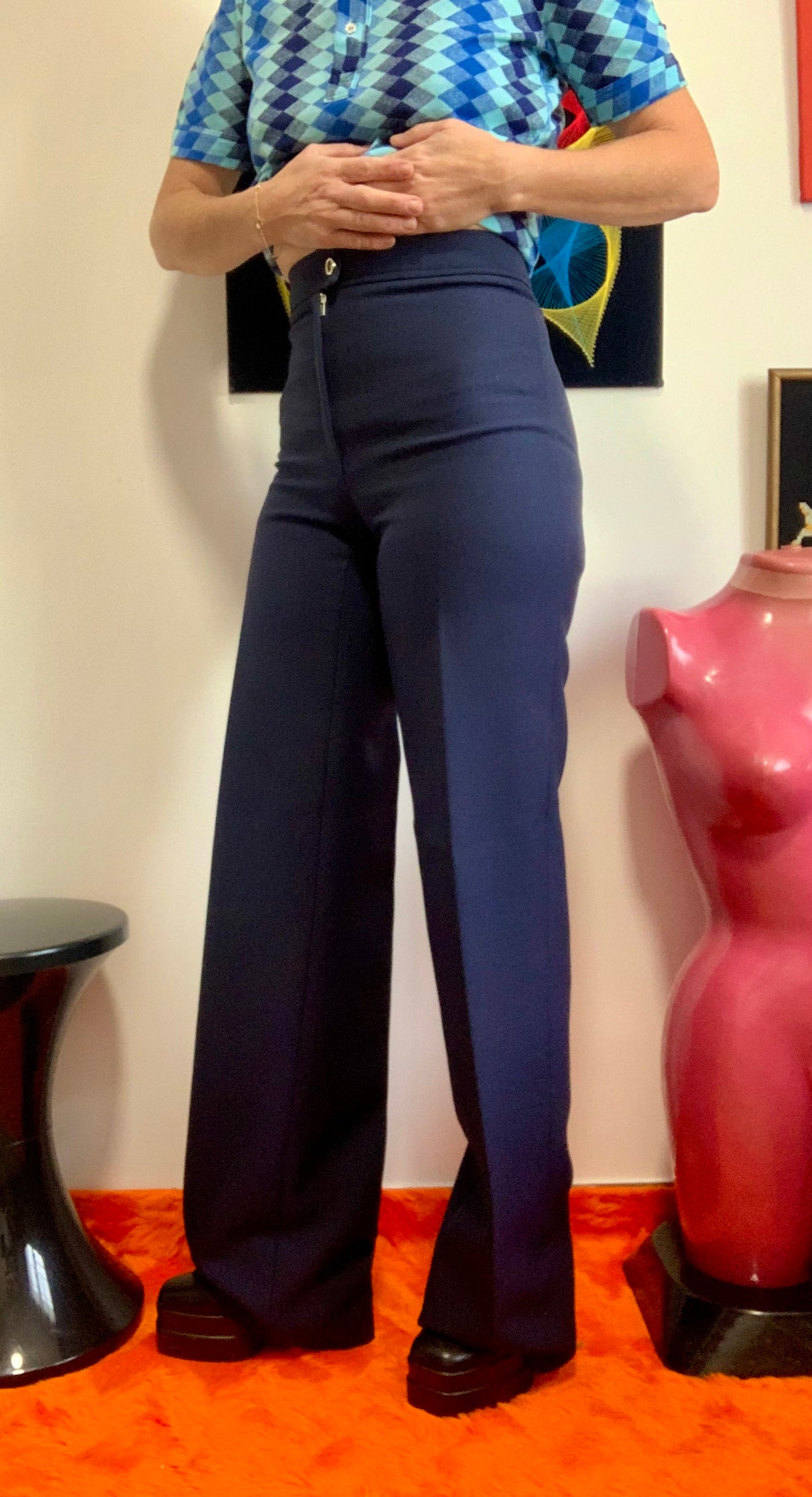 Pantalon Flare Large Tergal Deadstock Vintage 1970 Modele Florence Pattes d’elephant