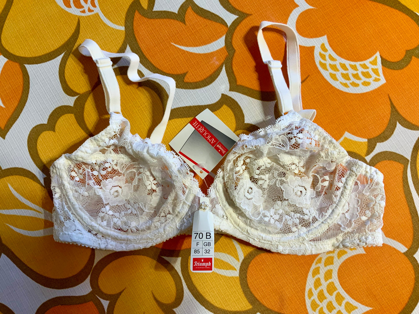 Soutien Gorge Triumph Amourette Dentelle Fleurs Vintage 1980 Deadstock