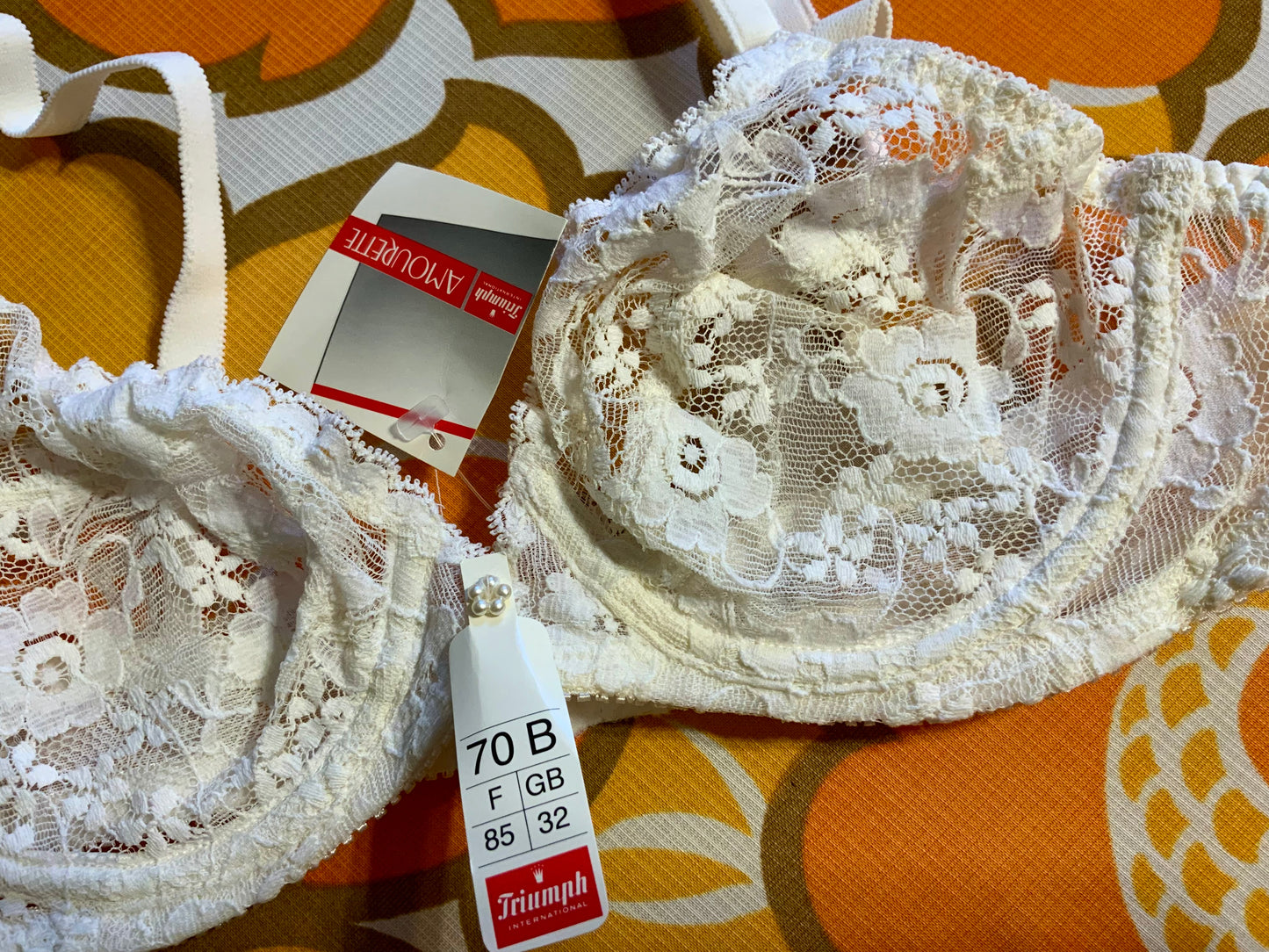 Soutien Gorge Triumph Amourette Dentelle Fleurs Vintage 1980 Deadstock