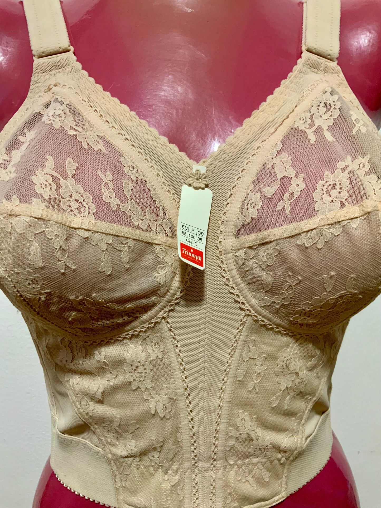 Bustier Dentelle Fleurs Vintage 1970 Triumph Vintage Deadstock France 100C