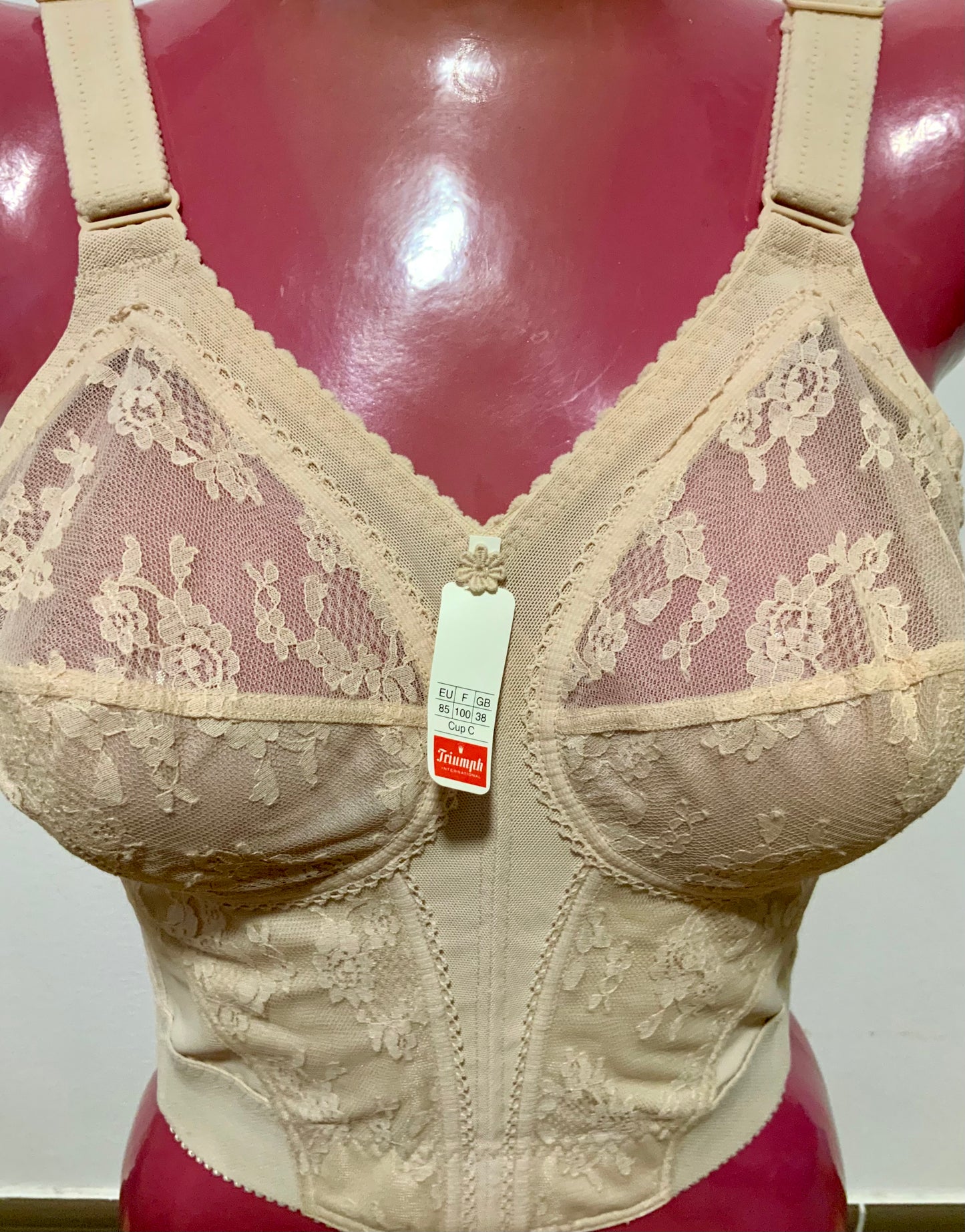 Bustier Dentelle Fleurs Vintage 1970 Triumph Vintage Deadstock France 100C
