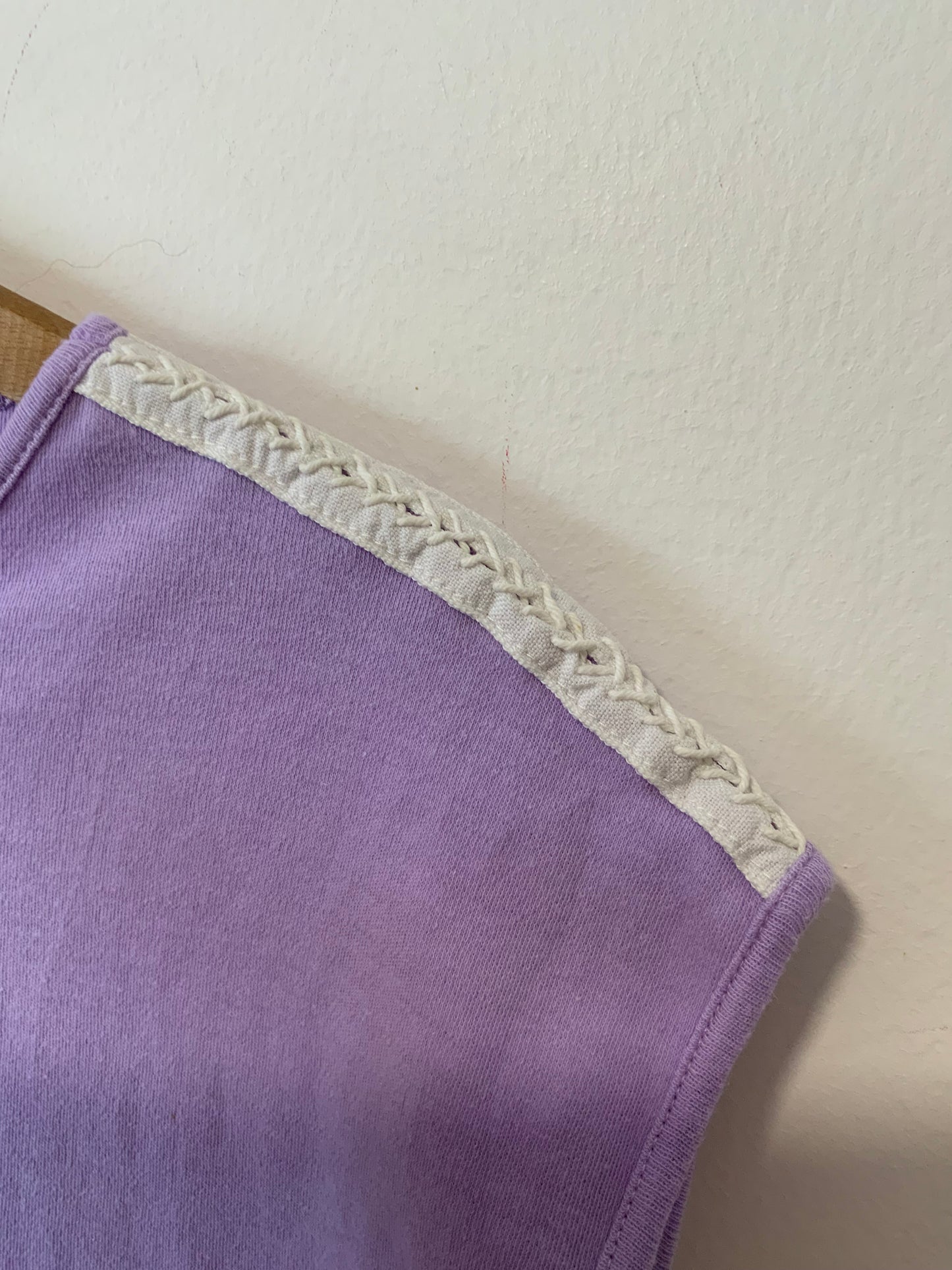Top Tricot 100% Coton Lacet Epaules Vintage France 1980