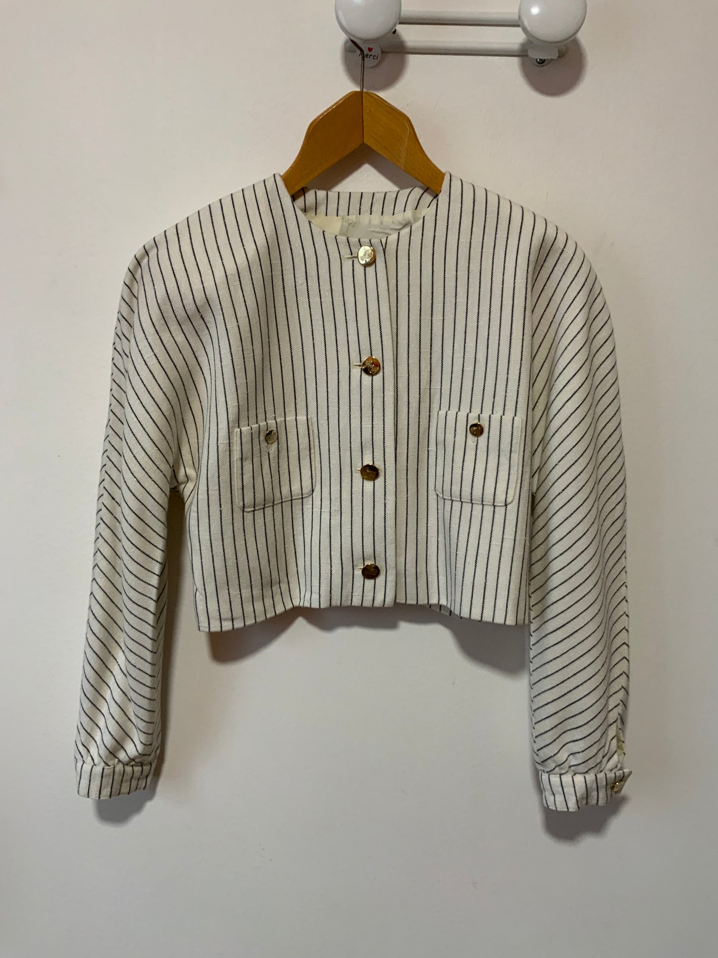 Superbe Veste courte volume à rayures 1980/90 Épaulettes