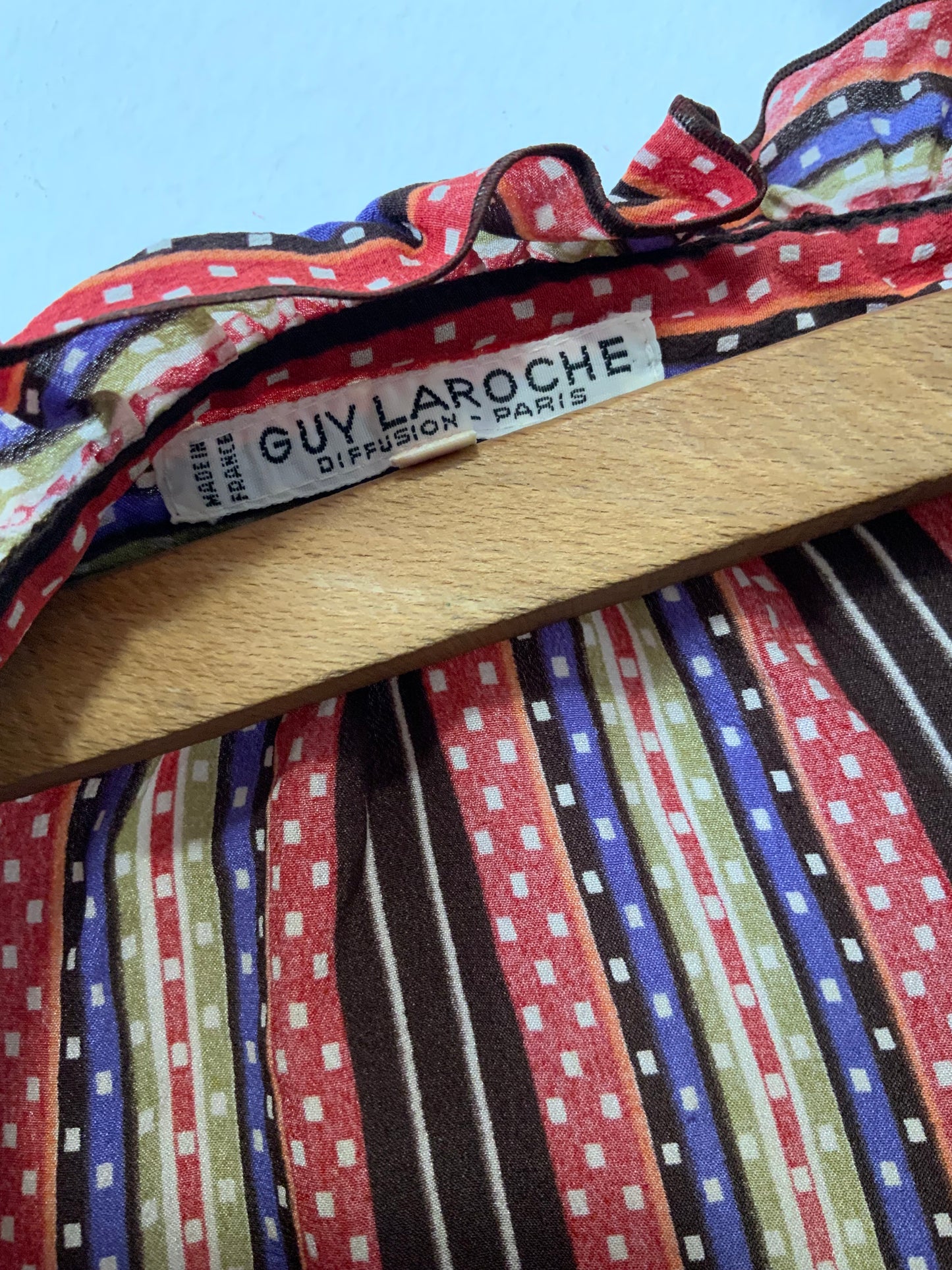 Chemisier à rayures Vintage Soie Guy Laroche Diffusion 1980 France