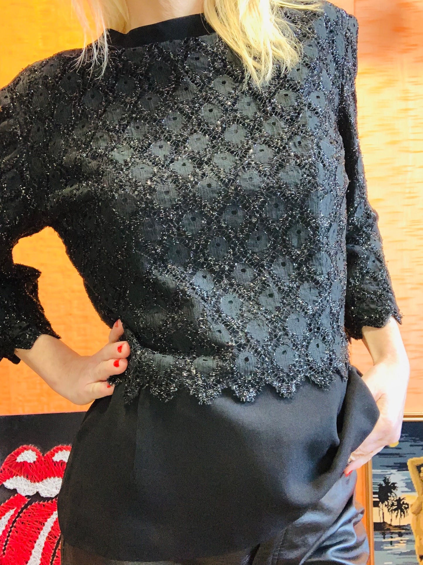 Blouse Dentelle Strass Création Vintage Paris Élégance