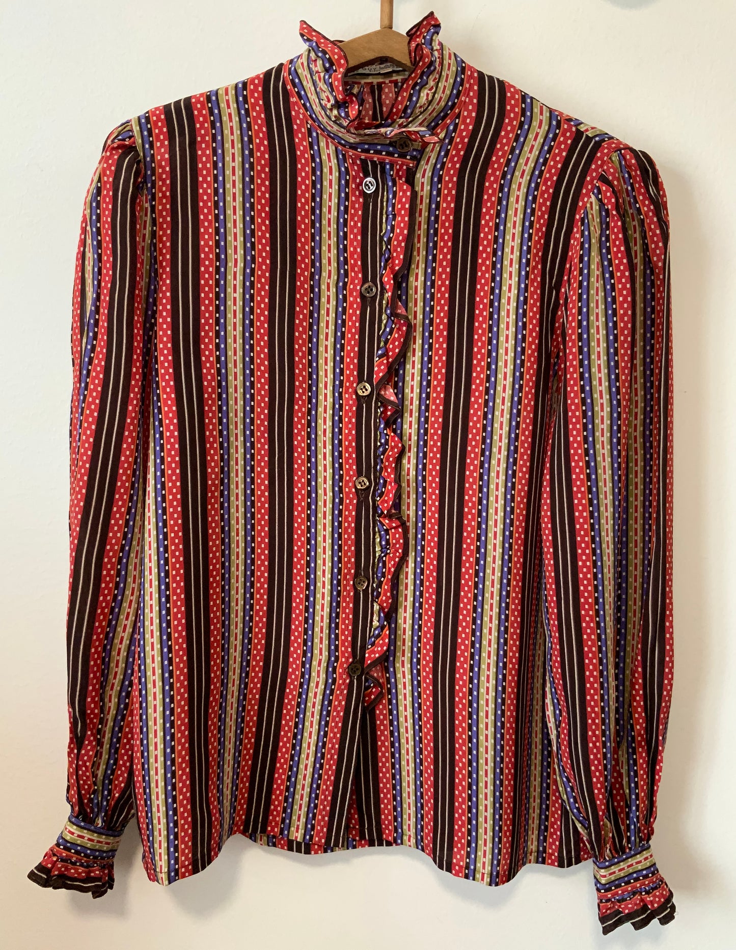 Chemisier à rayures Vintage Soie Guy Laroche Diffusion 1980 France