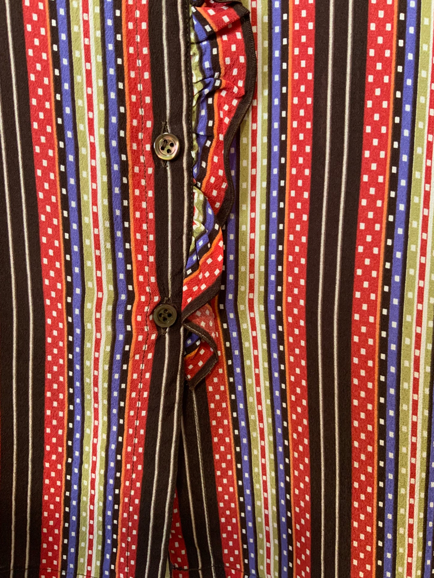 Chemisier à rayures Vintage Soie Guy Laroche Diffusion 1980 France