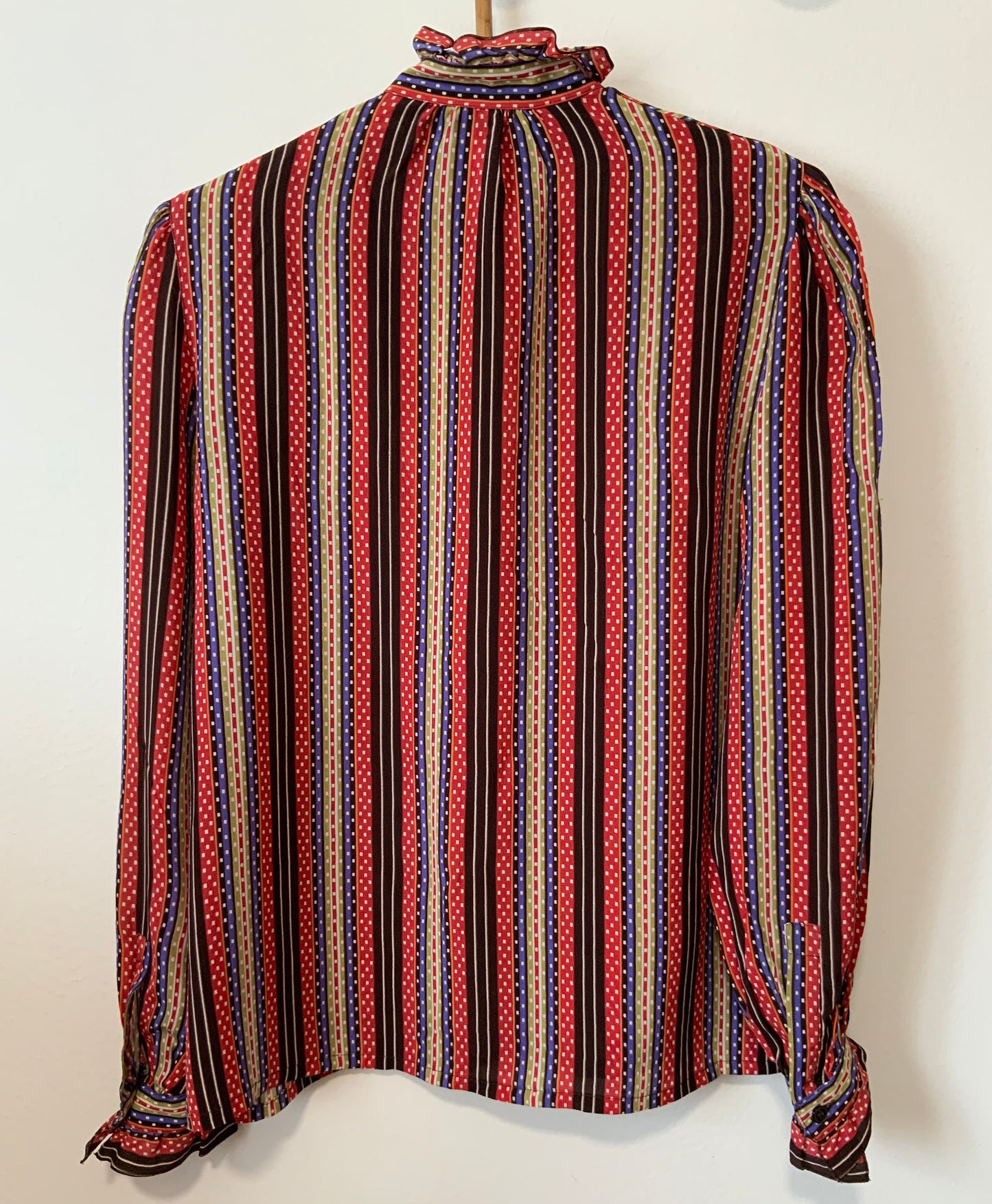 Chemisier à rayures Vintage Soie Guy Laroche Diffusion 1980 France