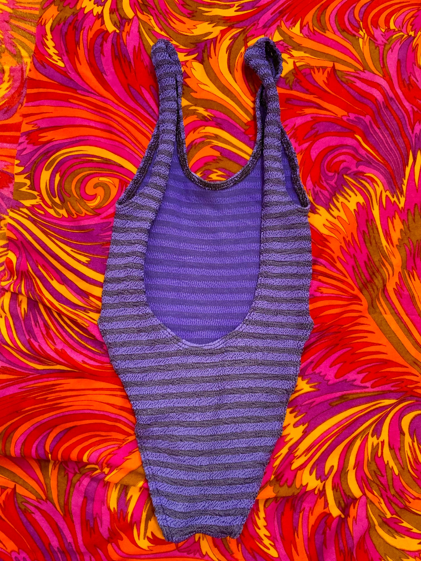 Maillot de Bain 1 pièce À rayures gaufrées Vintage 1980/90 Arena