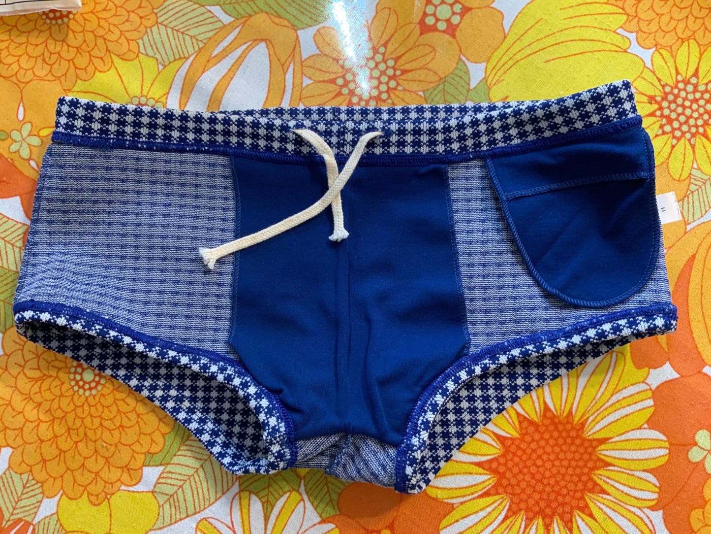 Mini Short Maillots de bain Vintage 1970 Pied de Poule France