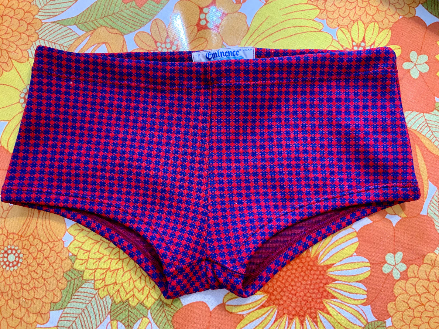 Mini Short Bain motifs Pied de poule Made in France Sexy Rouge