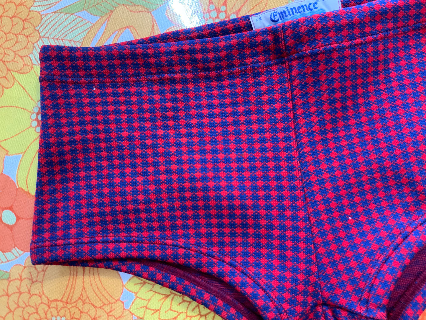 Mini Short Bain motifs Pied de poule Made in France Sexy Rouge