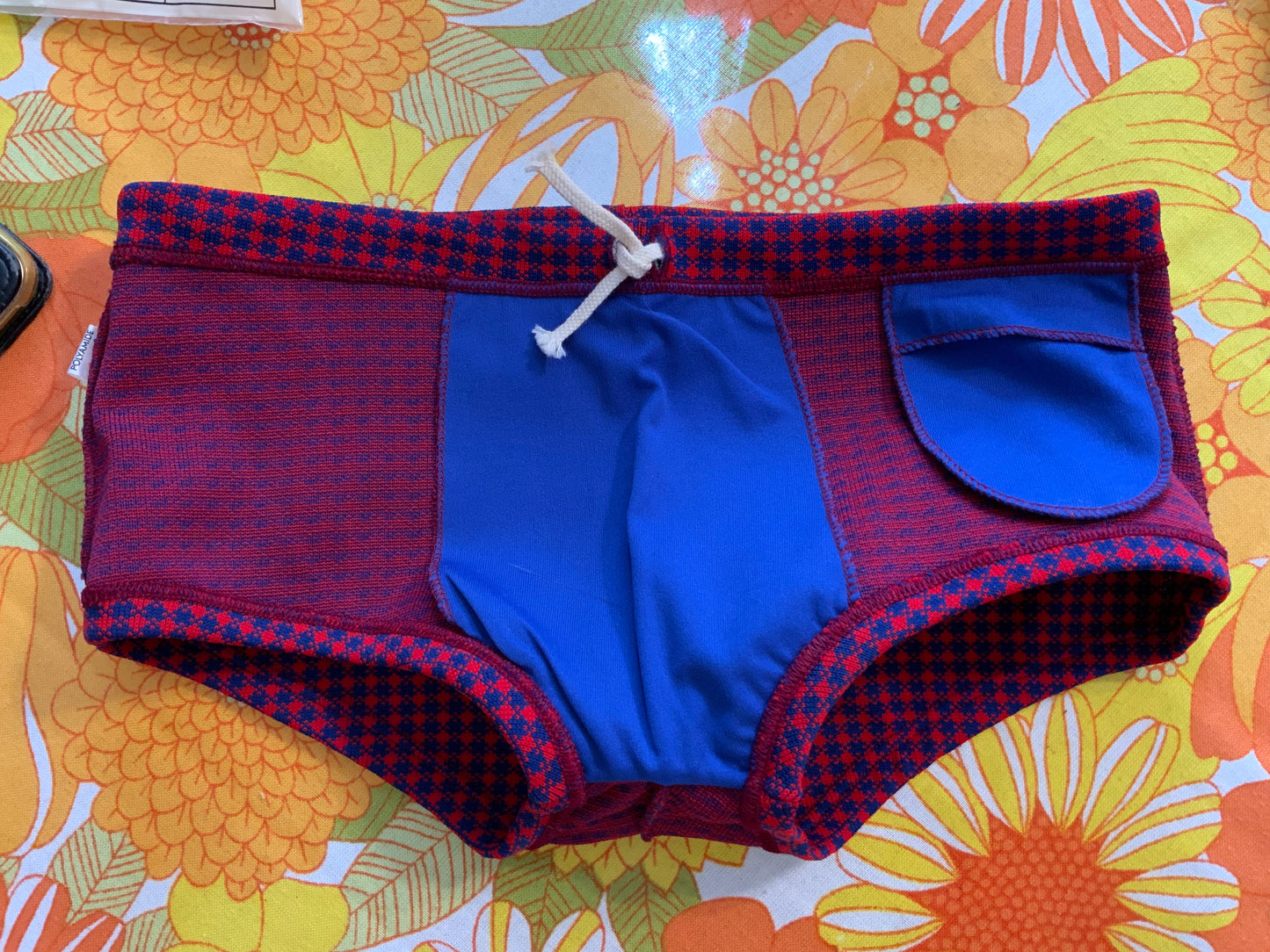 Mini Short Bain motifs Pied de poule Made in France Sexy Rouge