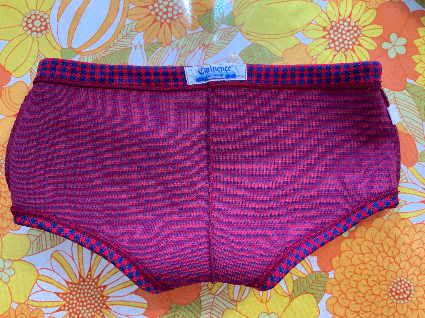 Mini Short Bain motifs Pied de poule Made in France Sexy Rouge