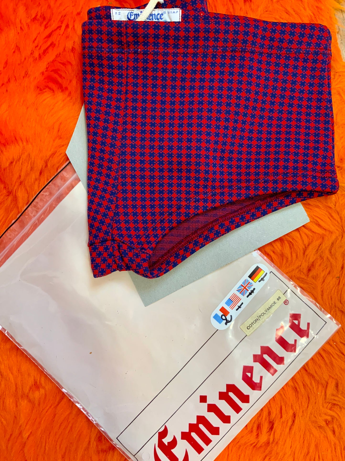 Mini Short Bain motifs Pied de poule Made in France Sexy Rouge