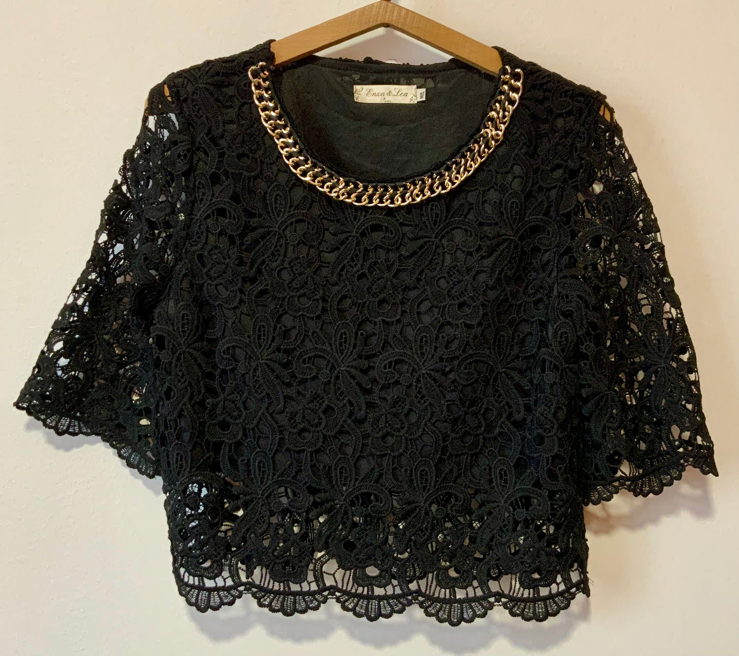 Top Crochets dentellle fleurs et chaîne intégrée Vintage 1990