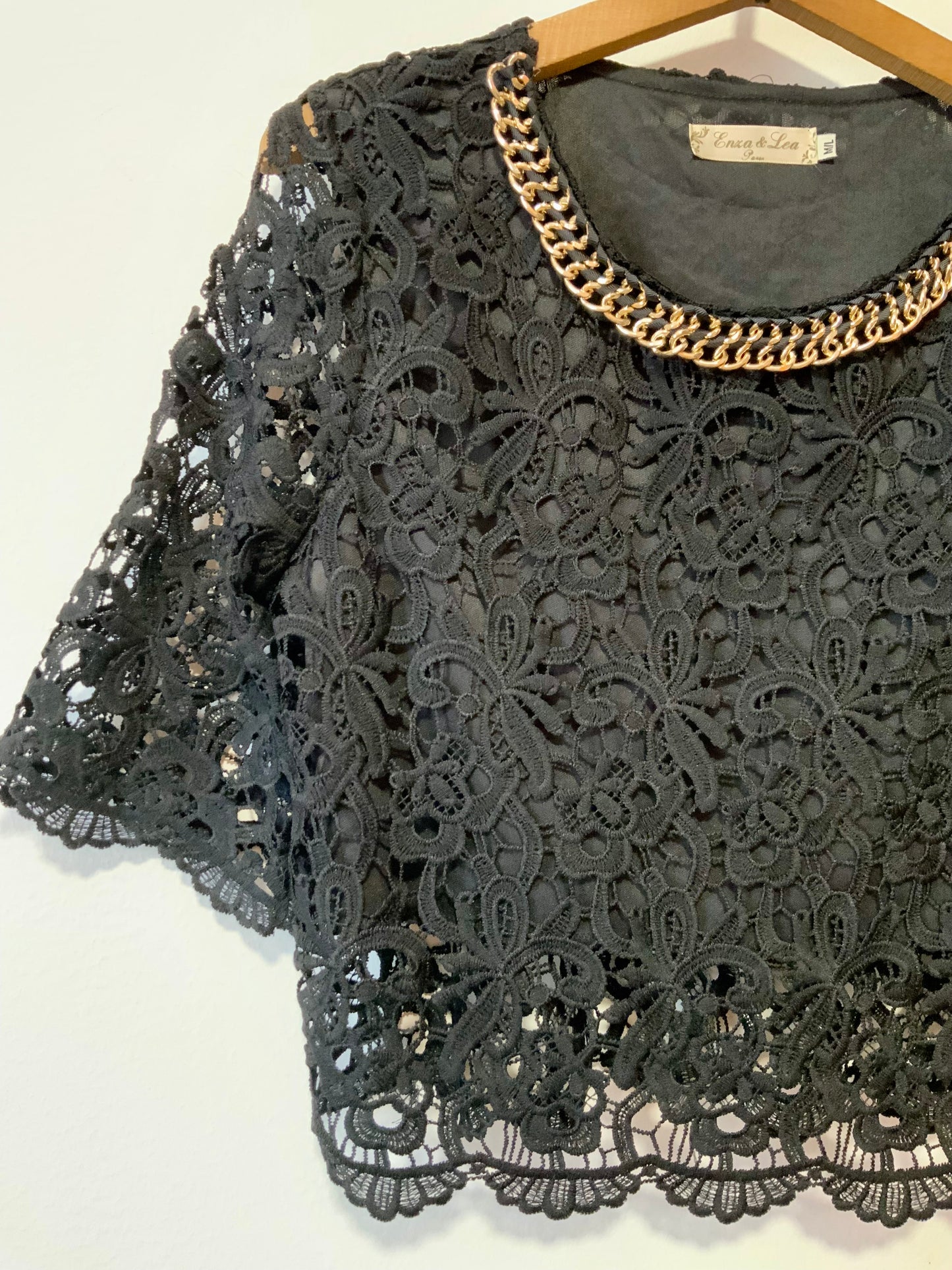Top Crochets dentellle fleurs et chaîne intégrée Vintage 1990