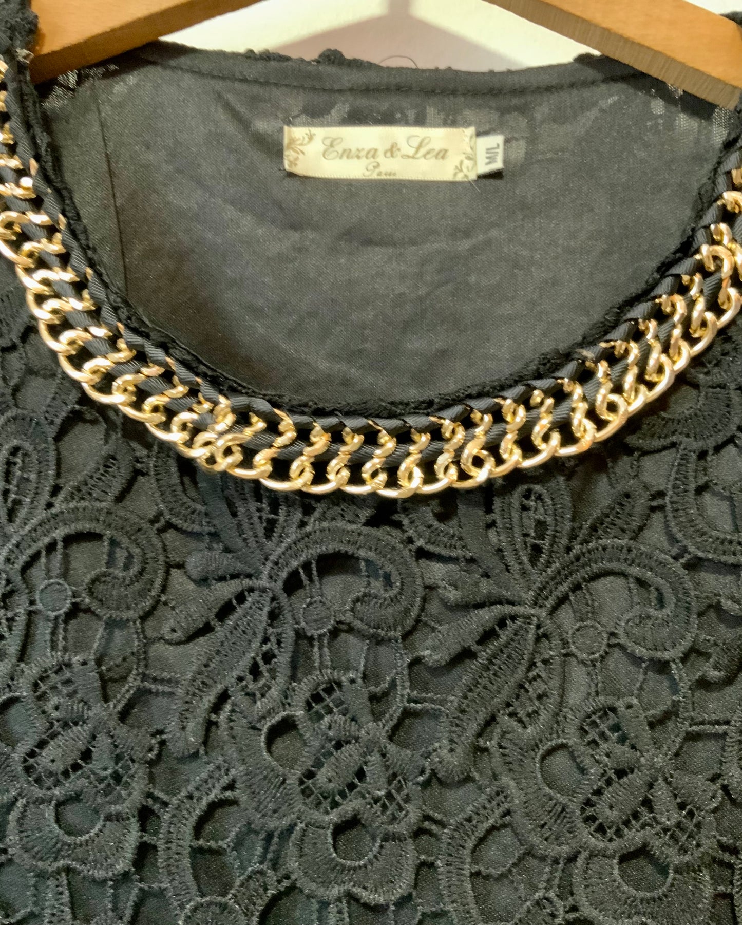Top Crochets dentellle fleurs et chaîne intégrée Vintage 1990