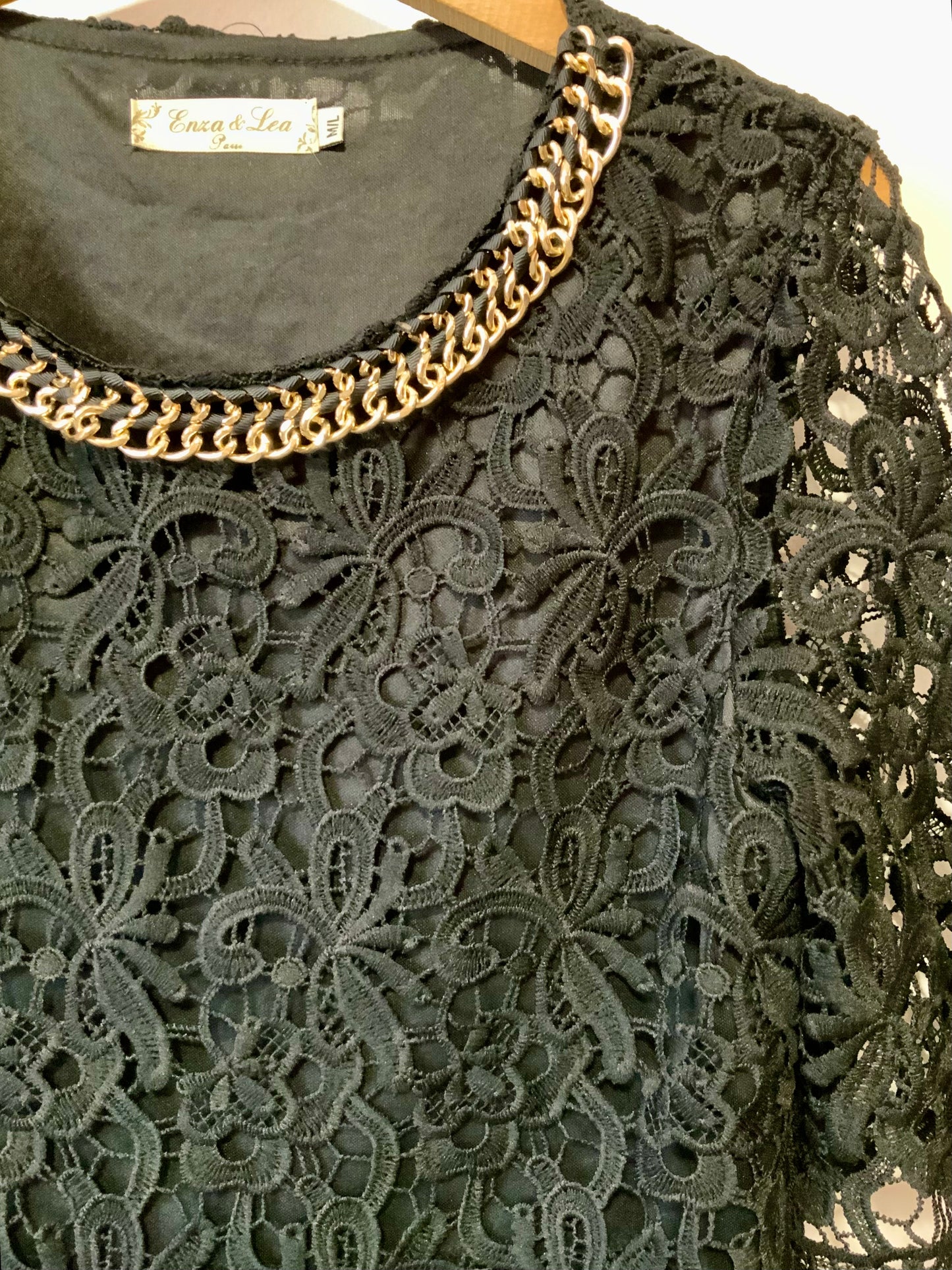 Top Crochets dentellle fleurs et chaîne intégrée Vintage 1990