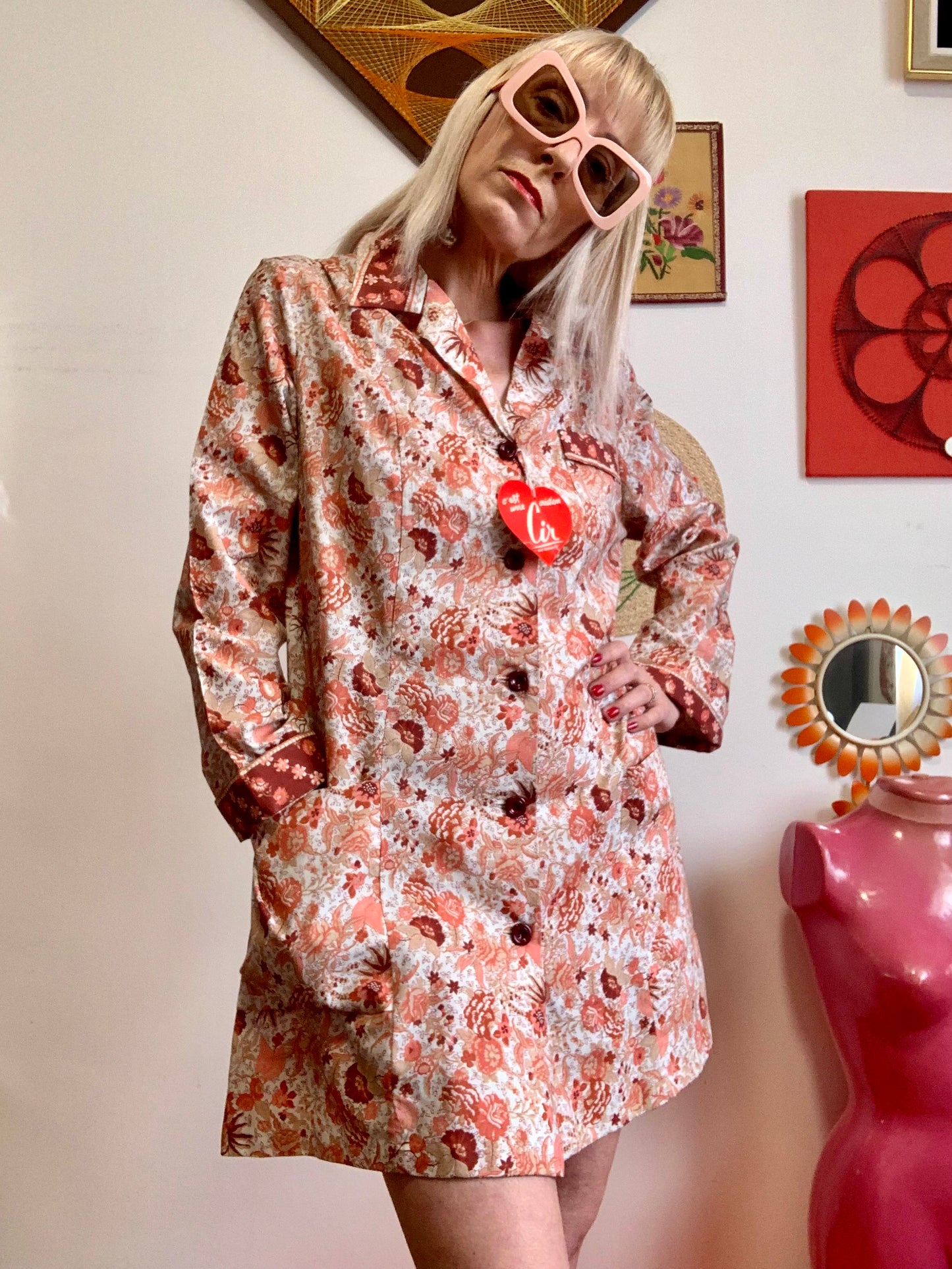 Robe Blouse à Fleurs Sublime Deadstock Vintage 1970 France
