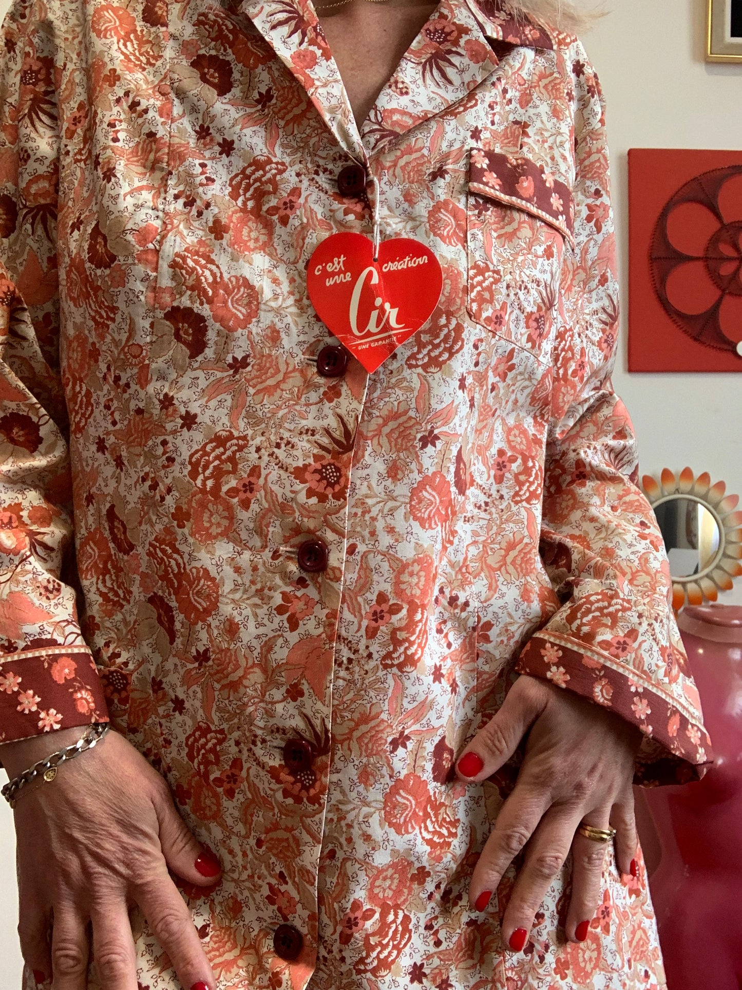 Robe Blouse à Fleurs Sublime Deadstock Vintage 1970 France