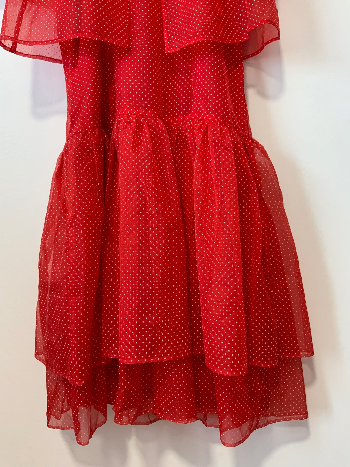 Robe à volants et Veste voile petits pois Création couture Vintage Beauté 1980