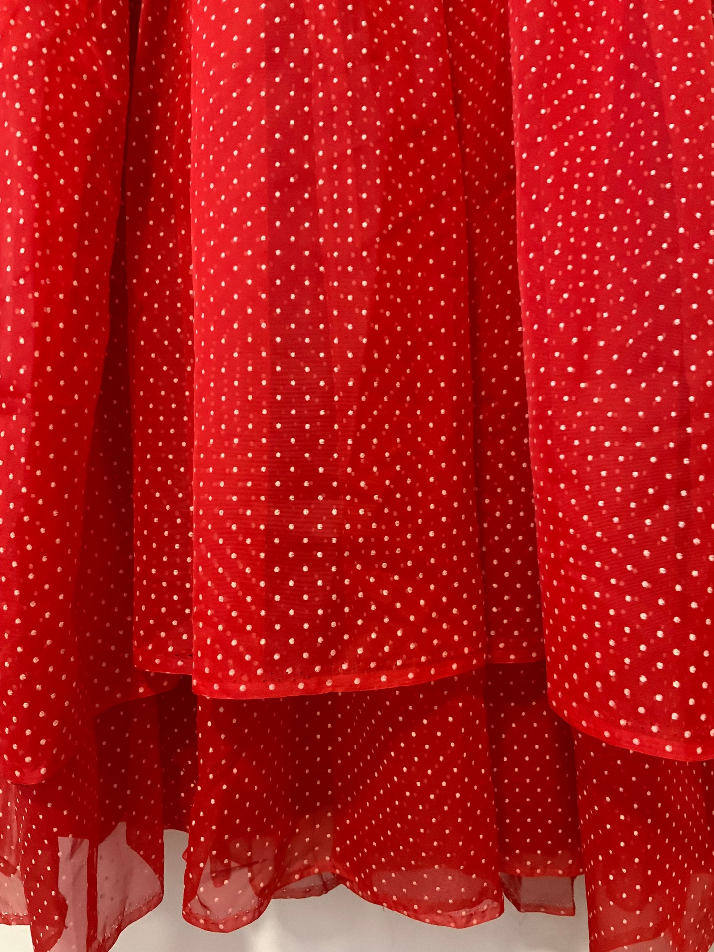 Robe à volants et Veste voile petits pois Création couture Vintage Beauté 1980