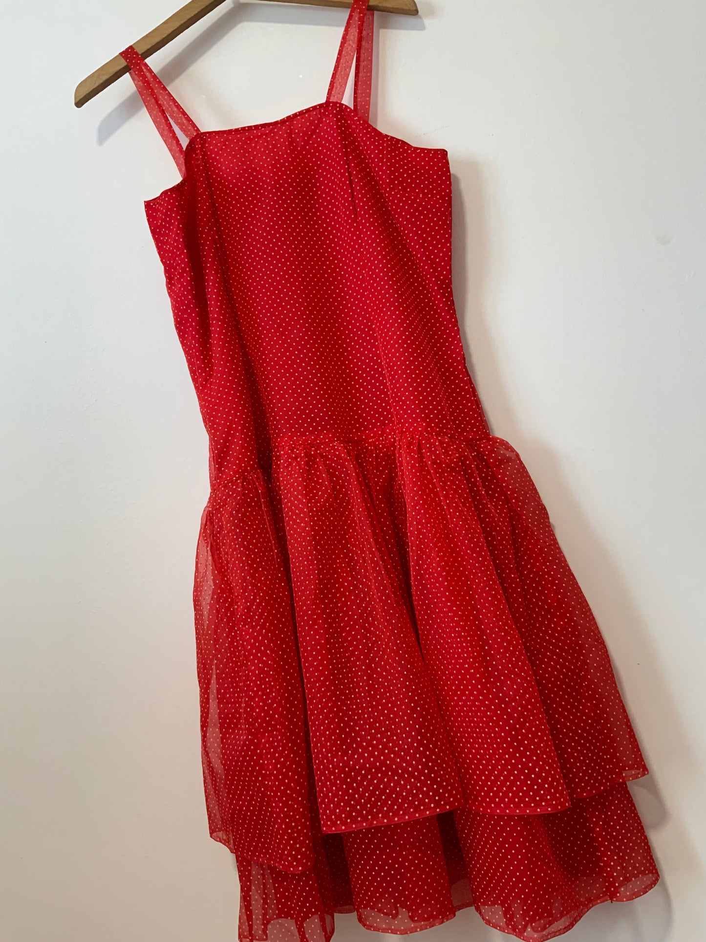 Robe à volants et Veste voile petits pois Création couture Vintage Beauté 1980