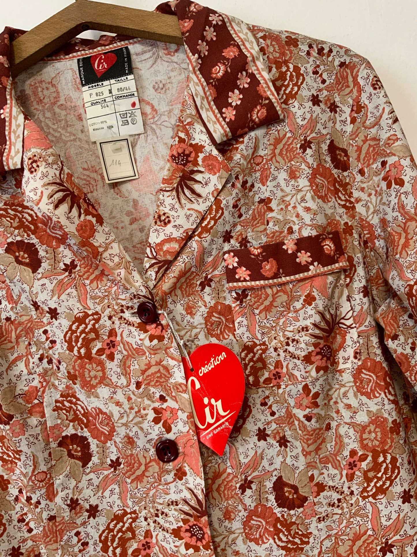 Robe Blouse à Fleurs Sublime Deadstock Vintage 1970 France