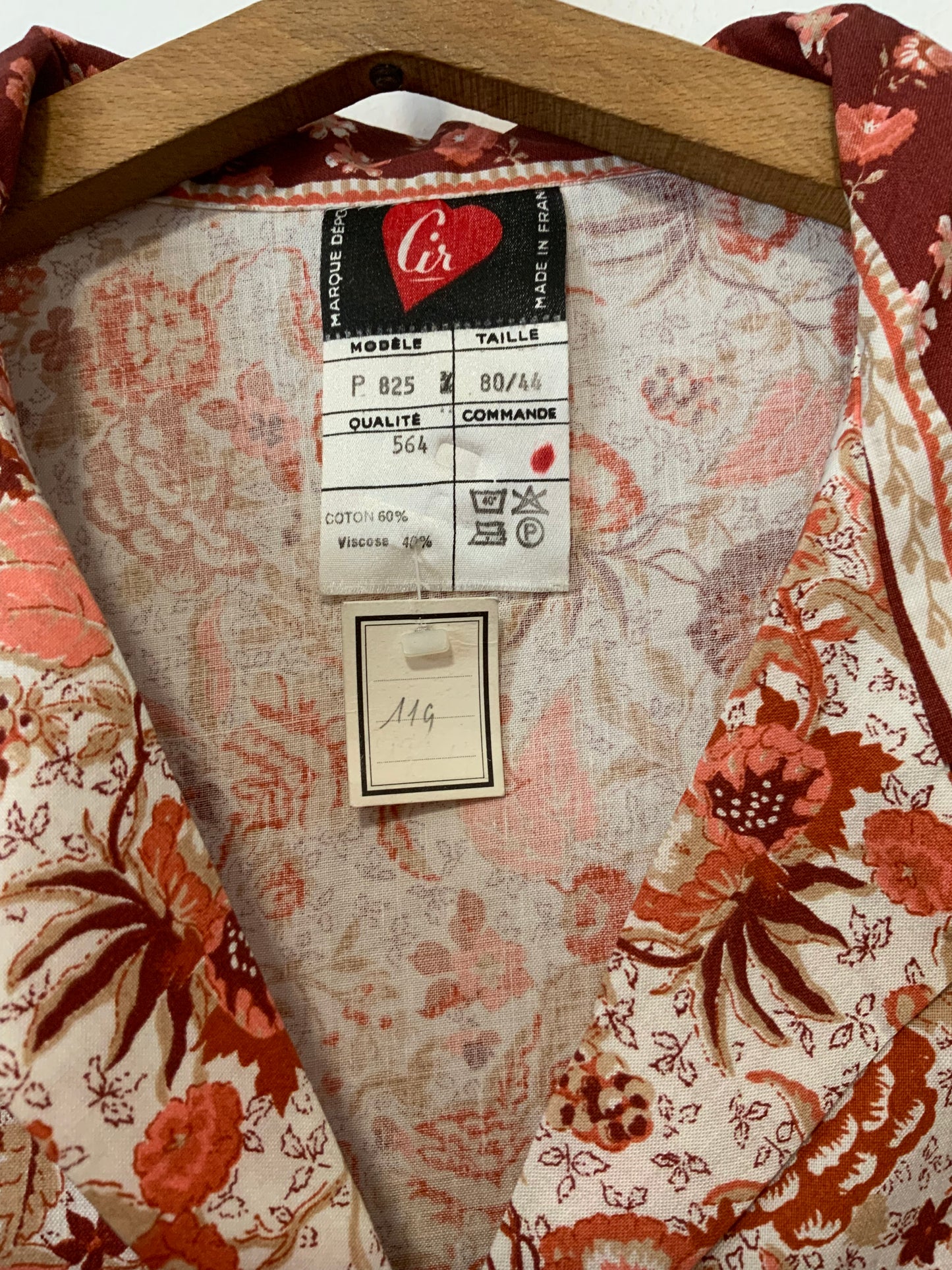 Robe Blouse à Fleurs Sublime Deadstock Vintage 1970 France