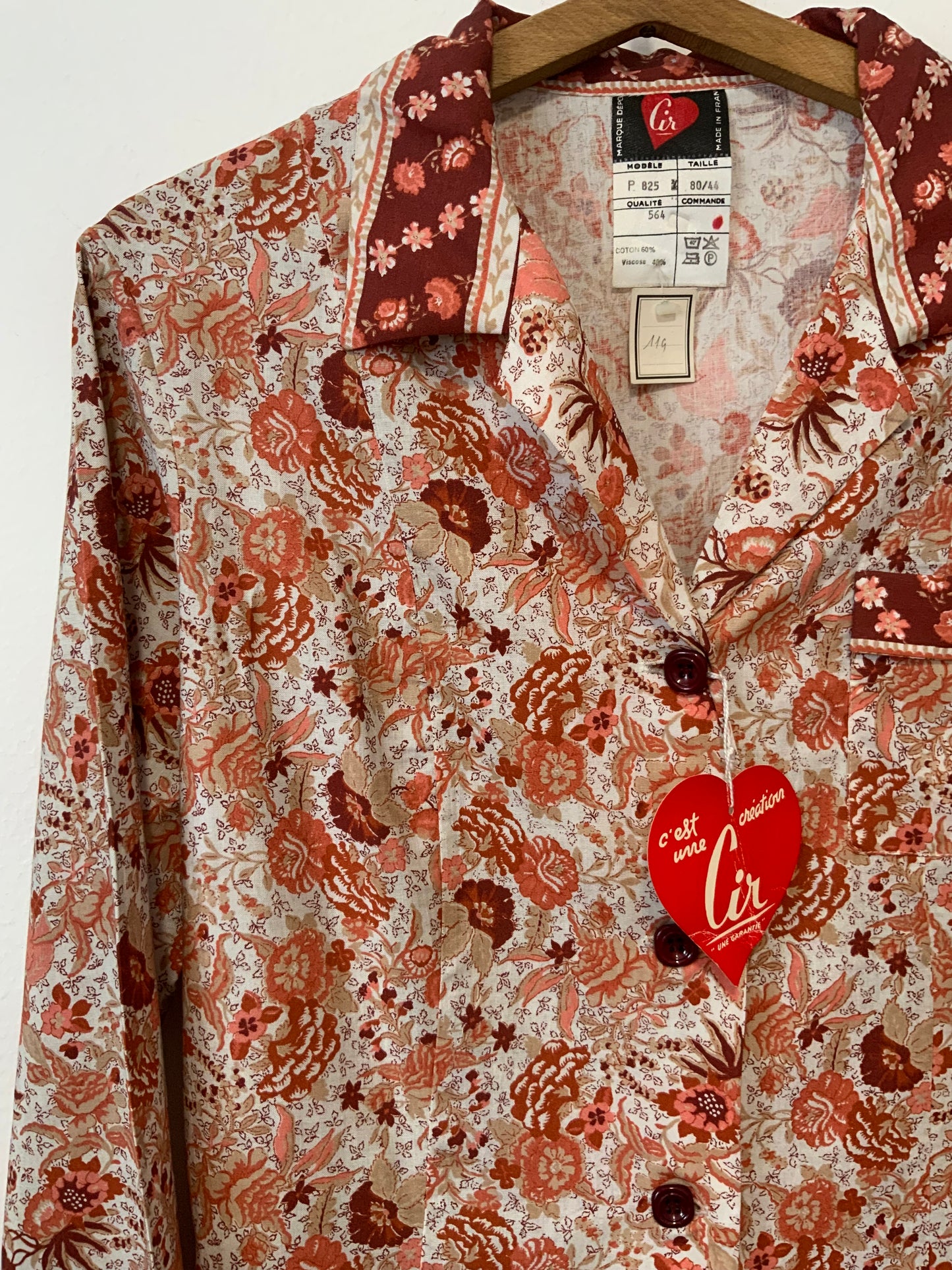 Robe Blouse à Fleurs Sublime Deadstock Vintage 1970 France