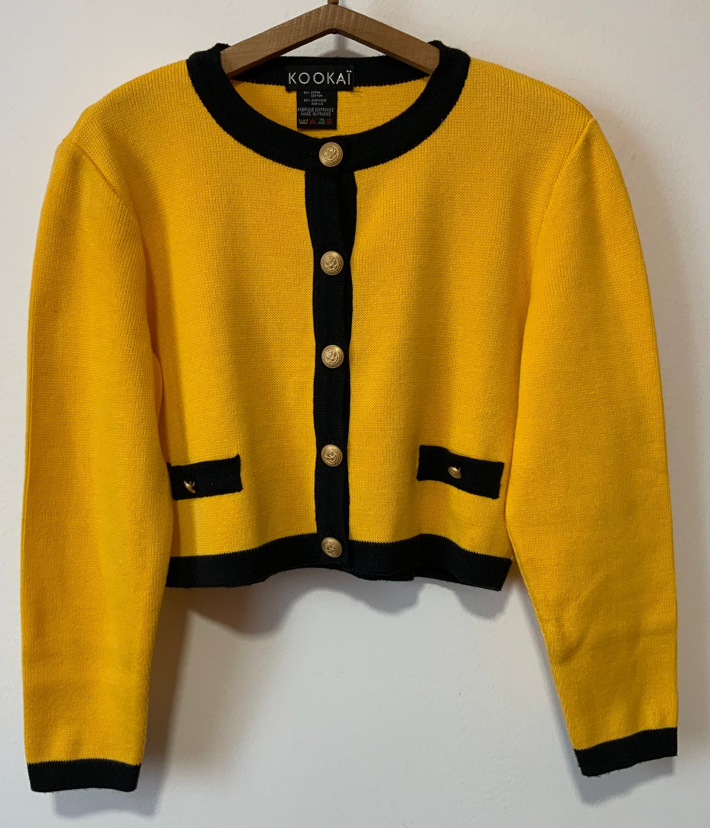 Cardigan Gilet Chic Kookai Vintage 90’ Tricot Coton Jaune Court France
