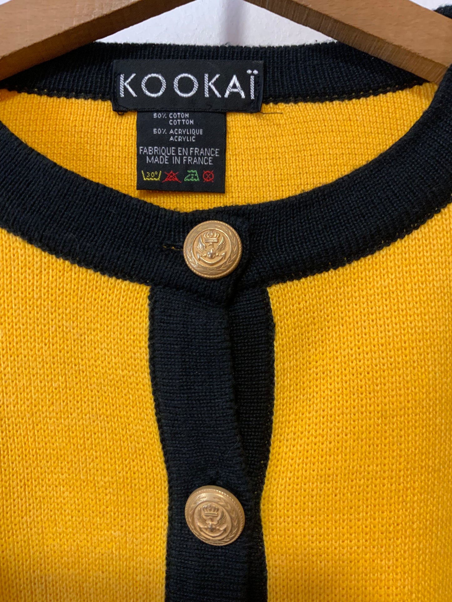 Cardigan Gilet Chic Kookai Vintage 90’ Tricot Coton Jaune Court France