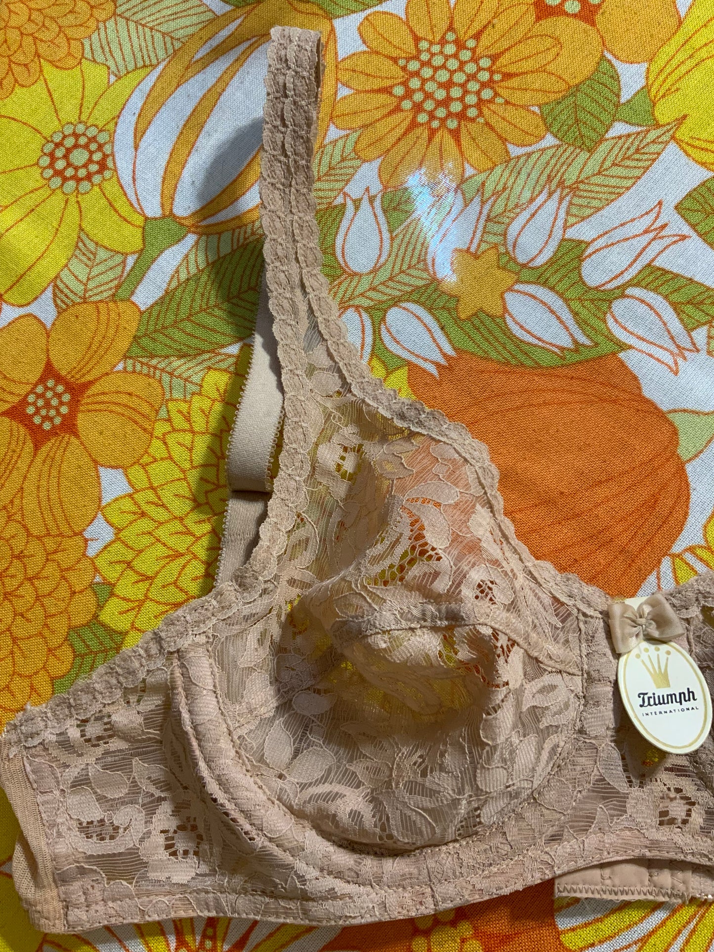 Soutien Gorge Triumph Vintage 1970 Dentelle Fleurs France