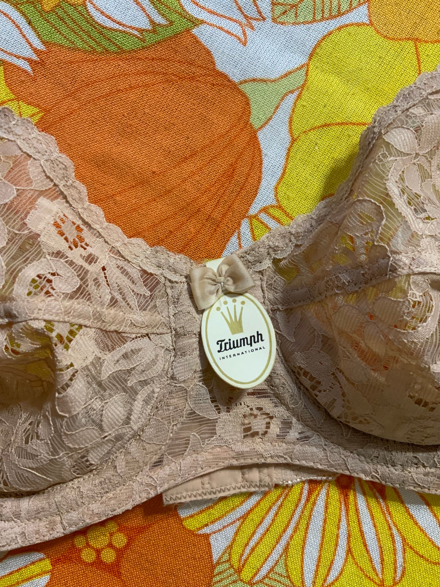Soutien Gorge Triumph Vintage 1970 Dentelle Fleurs France