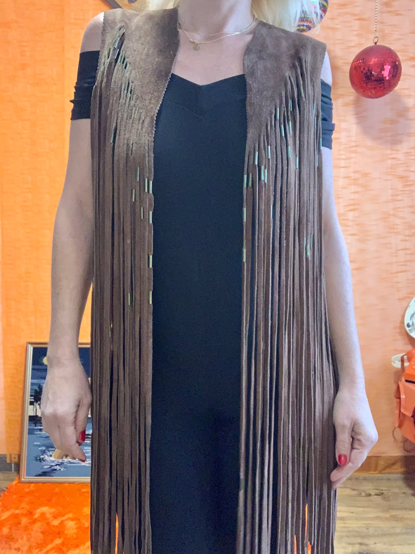 RESERVE Superbe Gilet Daim à franges Iconique Vintage