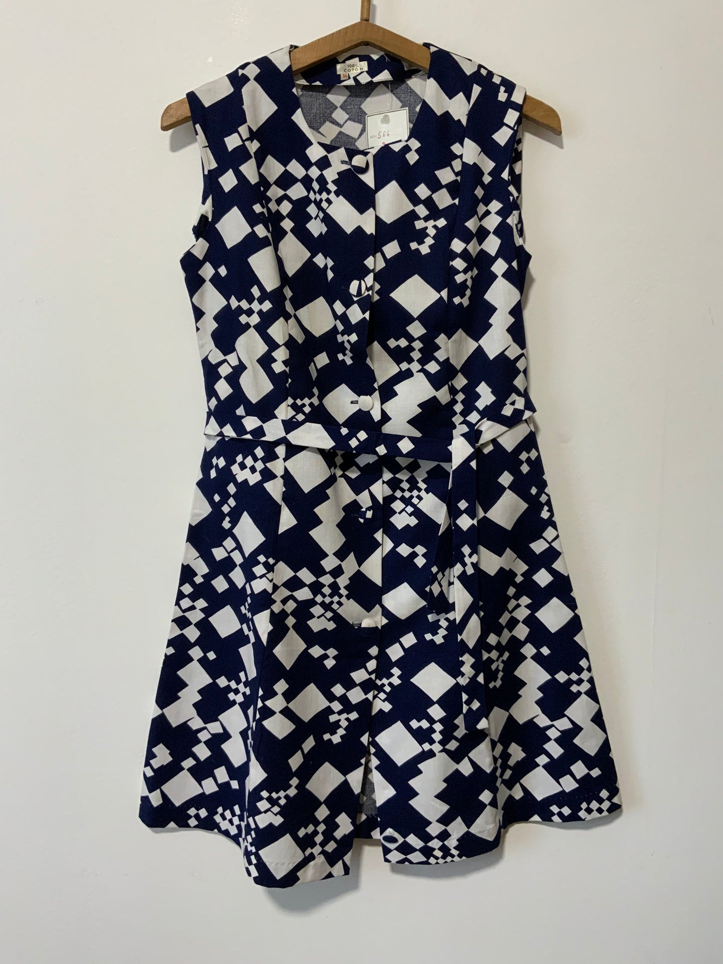 Robe boutonnée de créateur motifs Pepite Vintage France 1970 Deadstock