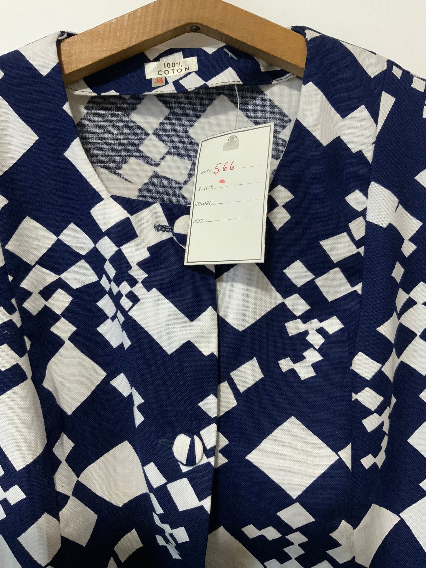 Robe boutonnée de créateur motifs Pepite Vintage France 1970 Deadstock