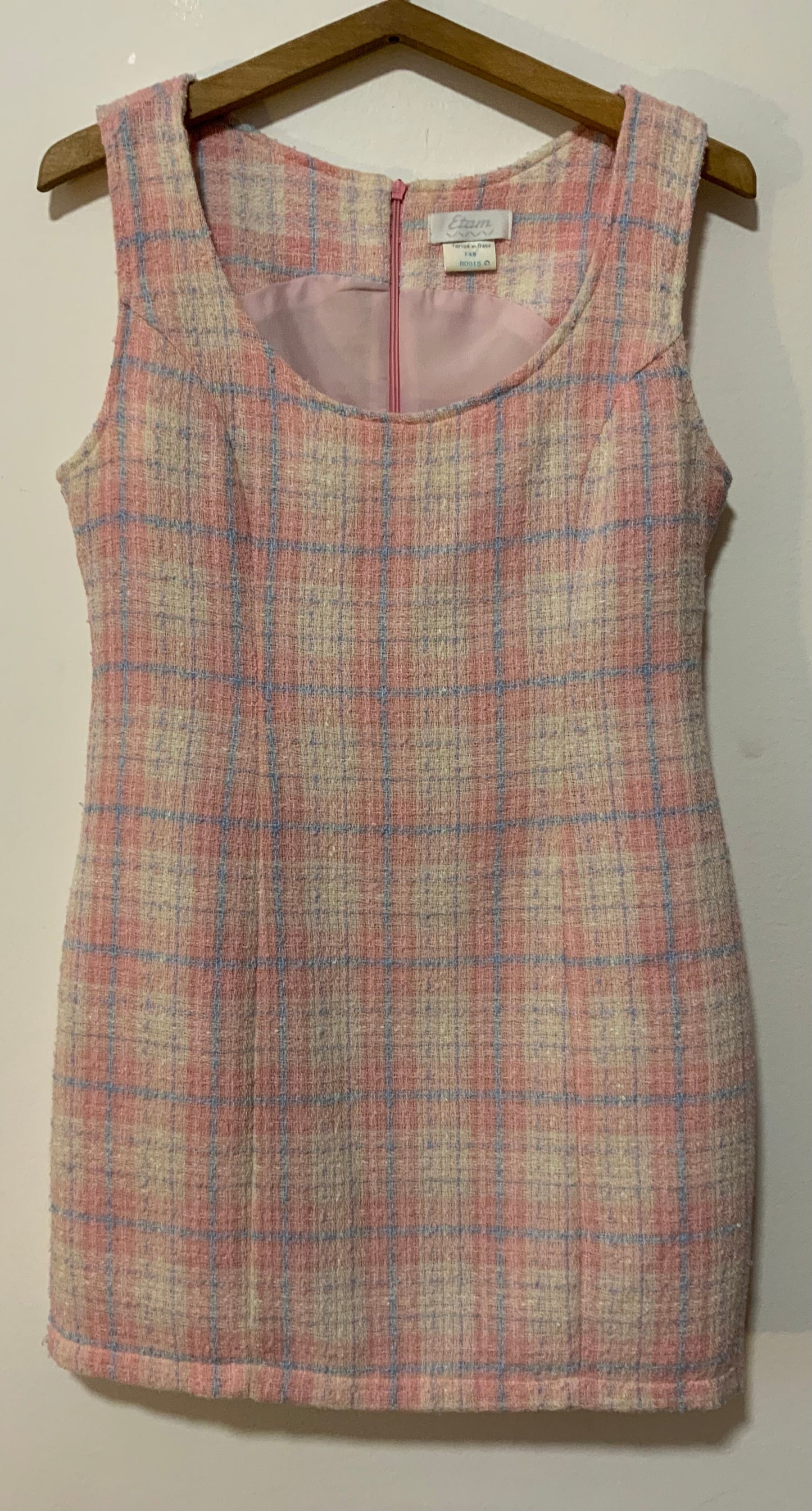 Ensemble carreaux Robe et Veste courte Vintage Chic 1990 France