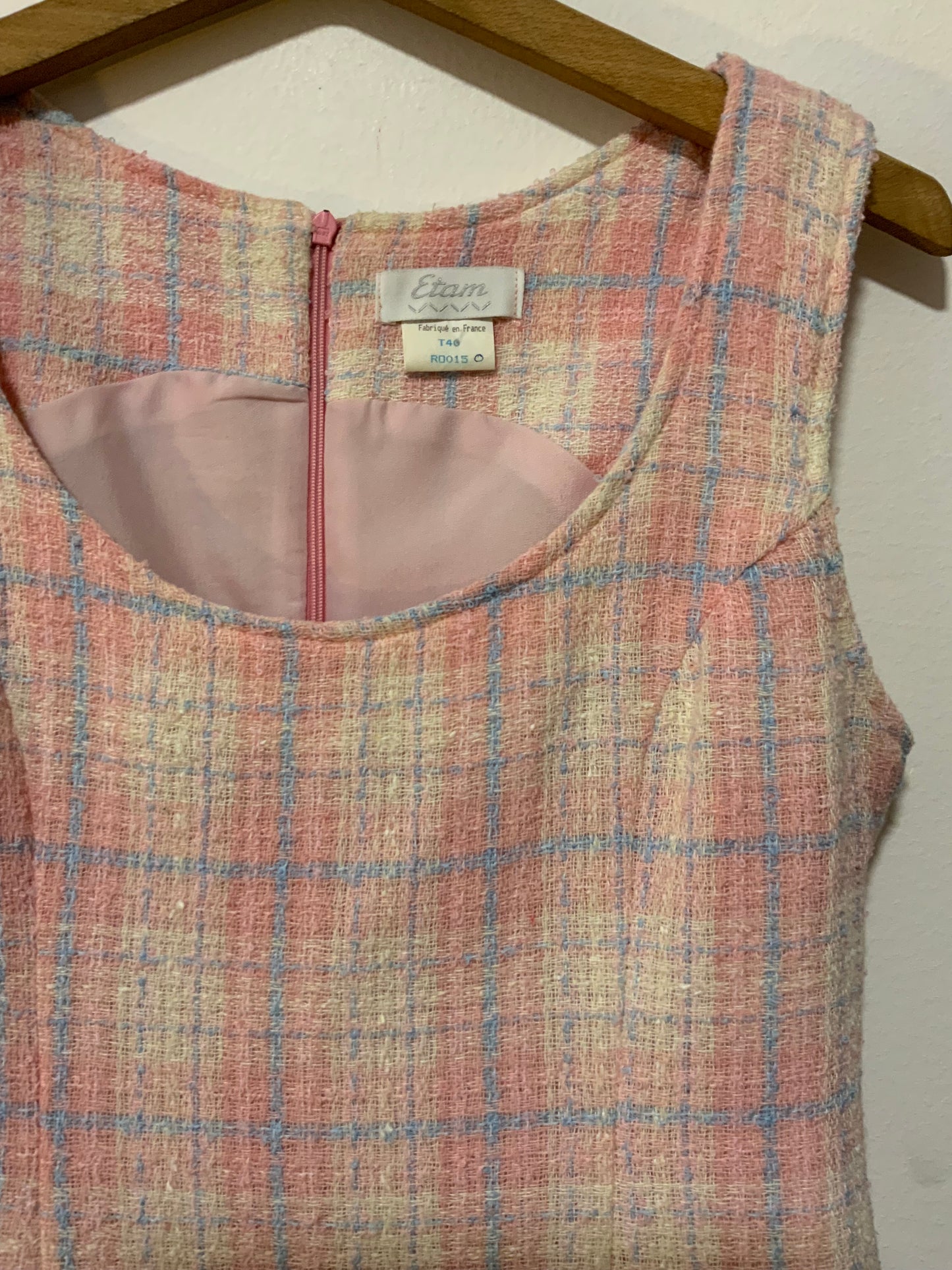 Ensemble carreaux Robe et Veste courte Vintage Chic 1990 France