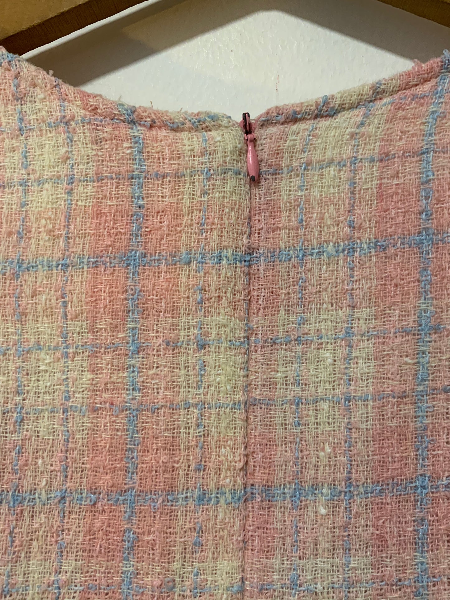 Ensemble carreaux Robe et Veste courte Vintage Chic 1990 France