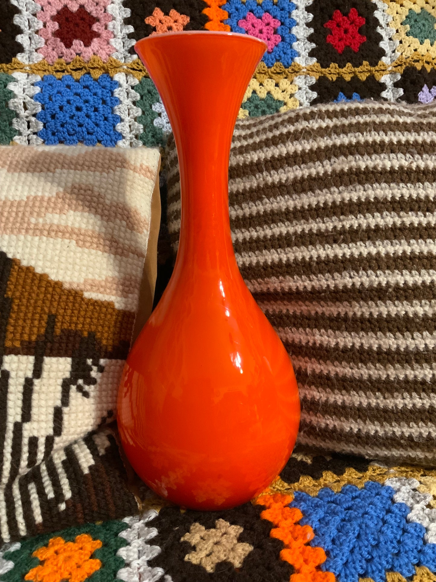 Grand Vase Opaline Orange Vintage