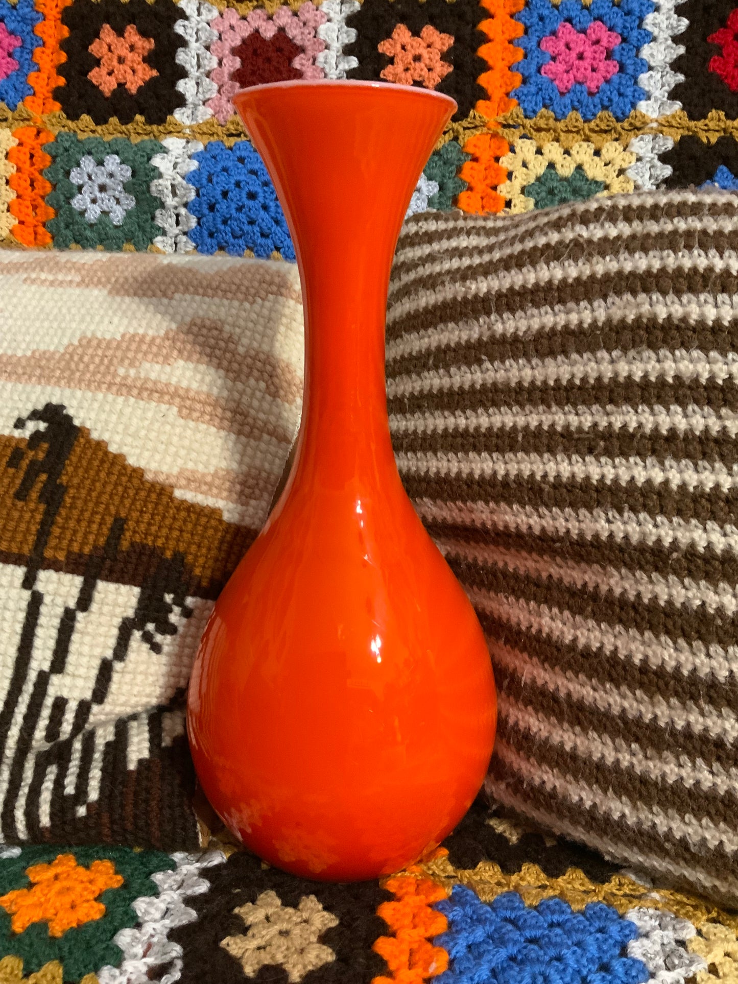Grand Vase Opaline Orange Vintage