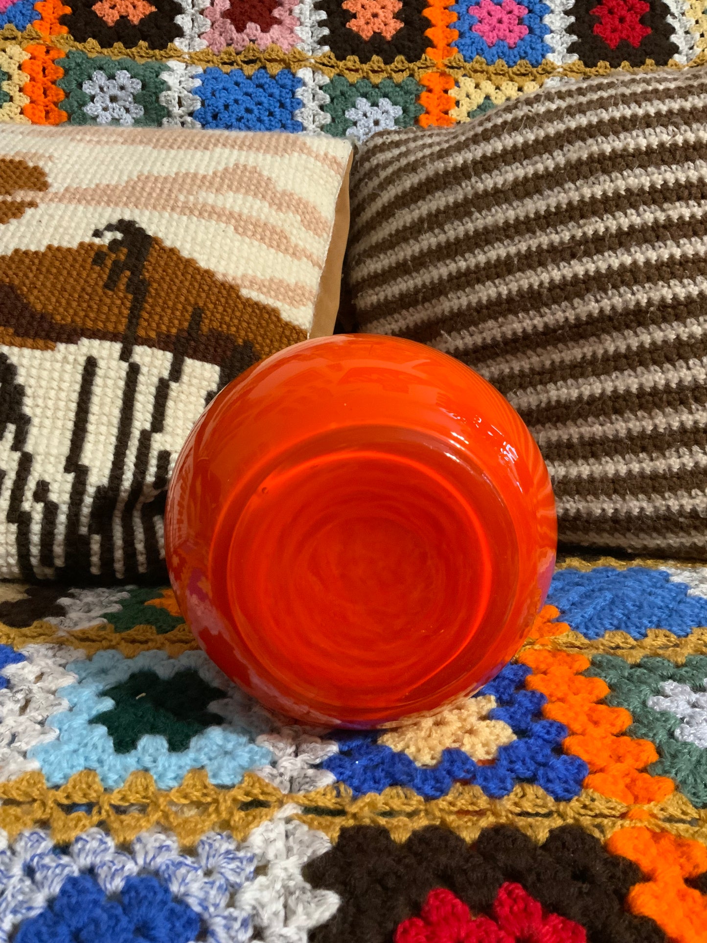 Grand Vase Opaline Orange Vintage