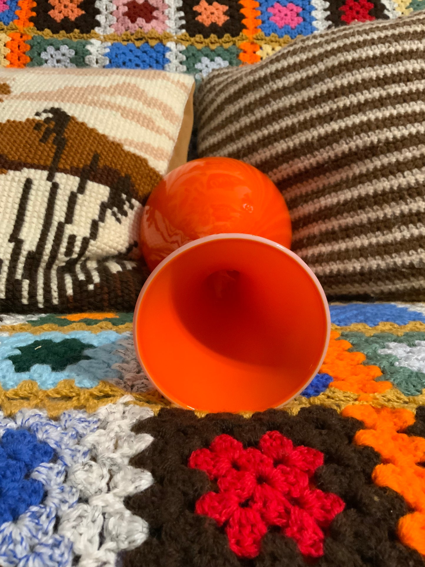 Grand Vase Opaline Orange Vintage