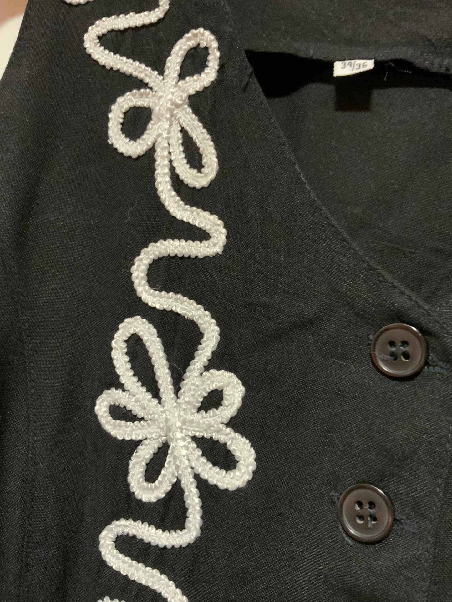 Gilet sans manche à franges broderies Vintage 1990 Pépite Vintage