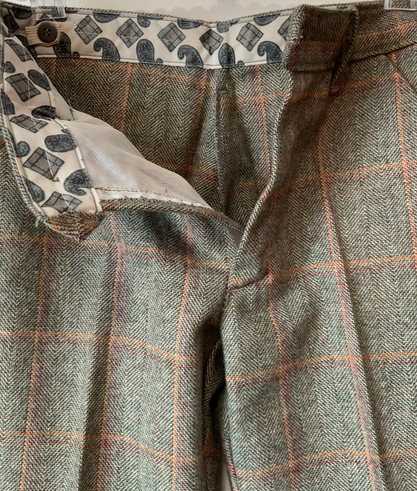 Superbe Pantalon Pattes d’éléphant Flare Vintage Carreaux 1970 Neuf