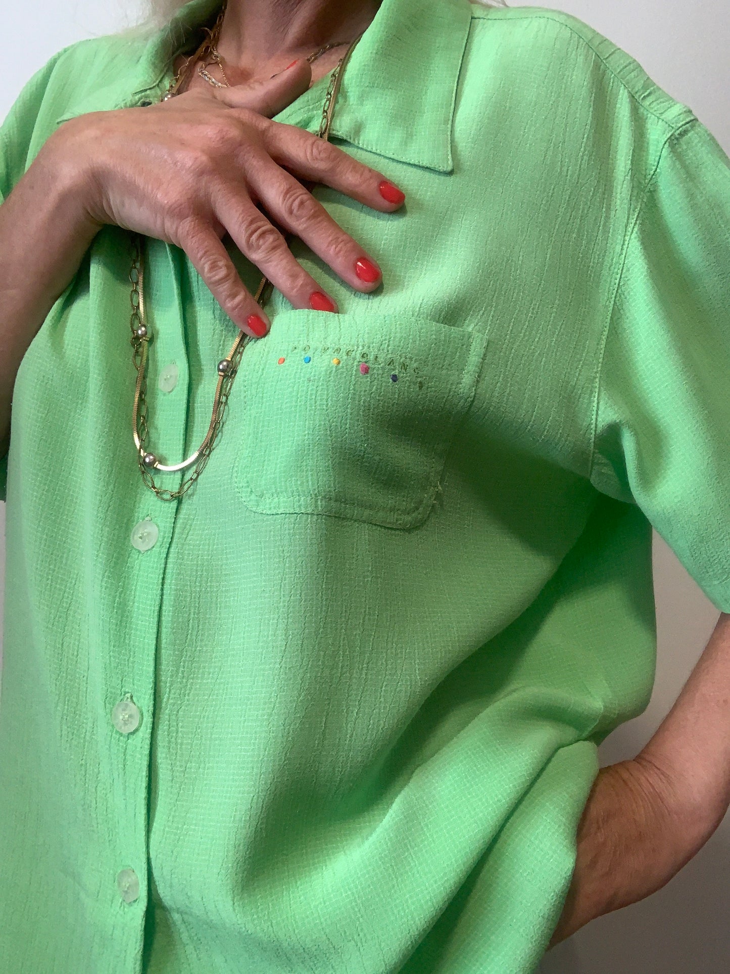 Chemise verte poivre blanc Vintage