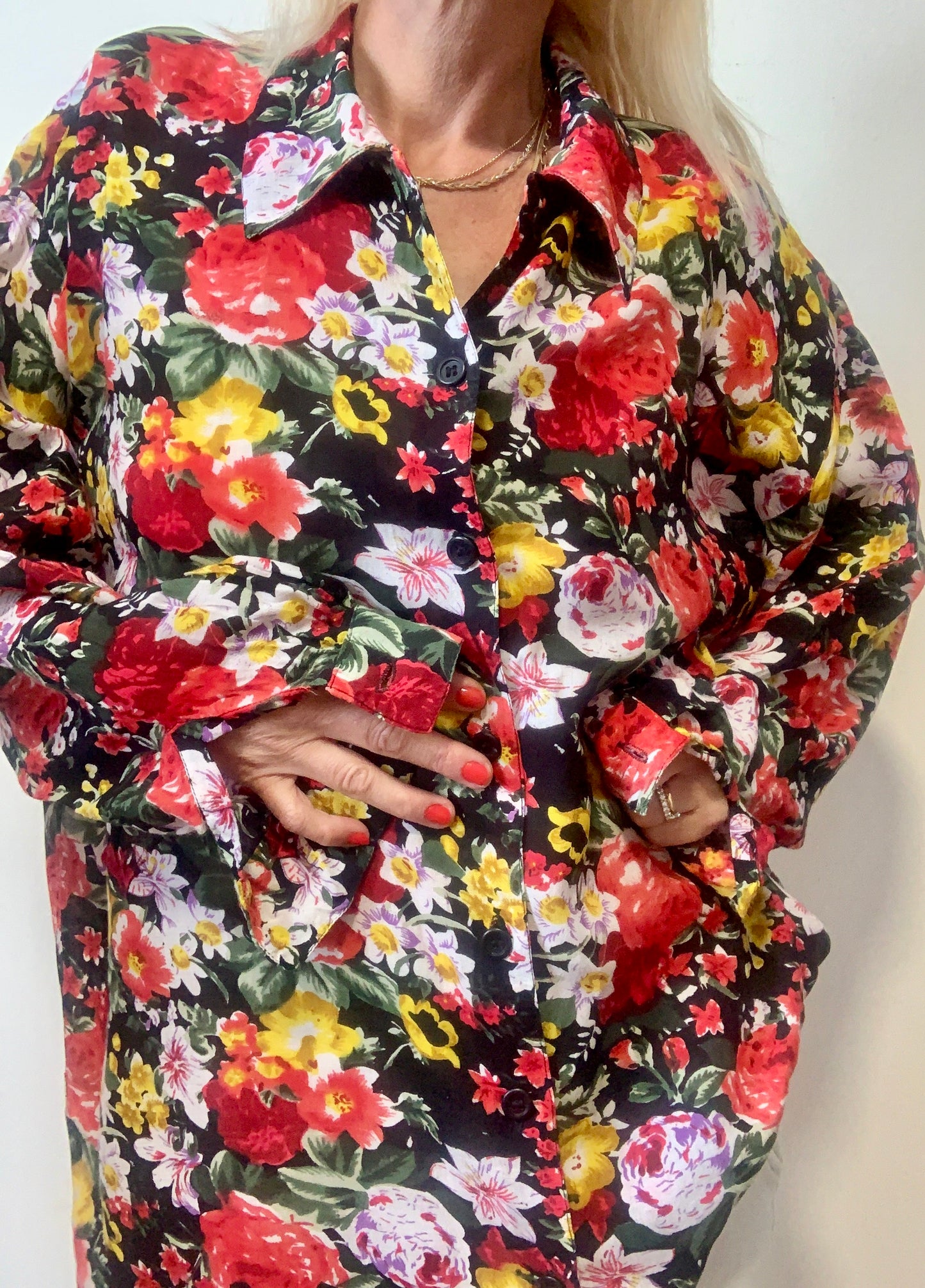 Chemise à Fleurs Ravissante Viscose Vintage 1990 India